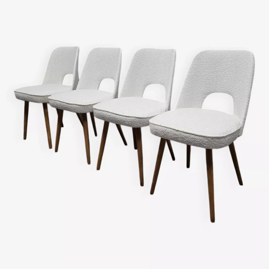 Set of four chairs, black wood, by O. Haerdtl, Tatra Nabytok, Czechoslovakia, 1960s.