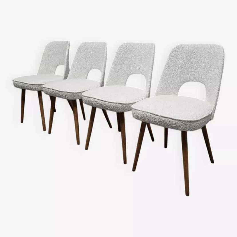 Set of four chairs, black wood, by O. Haerdtl, Tatra Nabytok, Czechoslovakia, 1960s.