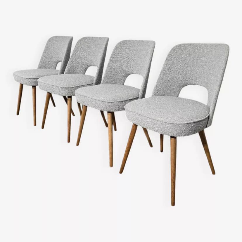 Set of four chairs, black wood, by O. Haerdtl, Tatra Nabytok, Czechoslovakia, 1960s.