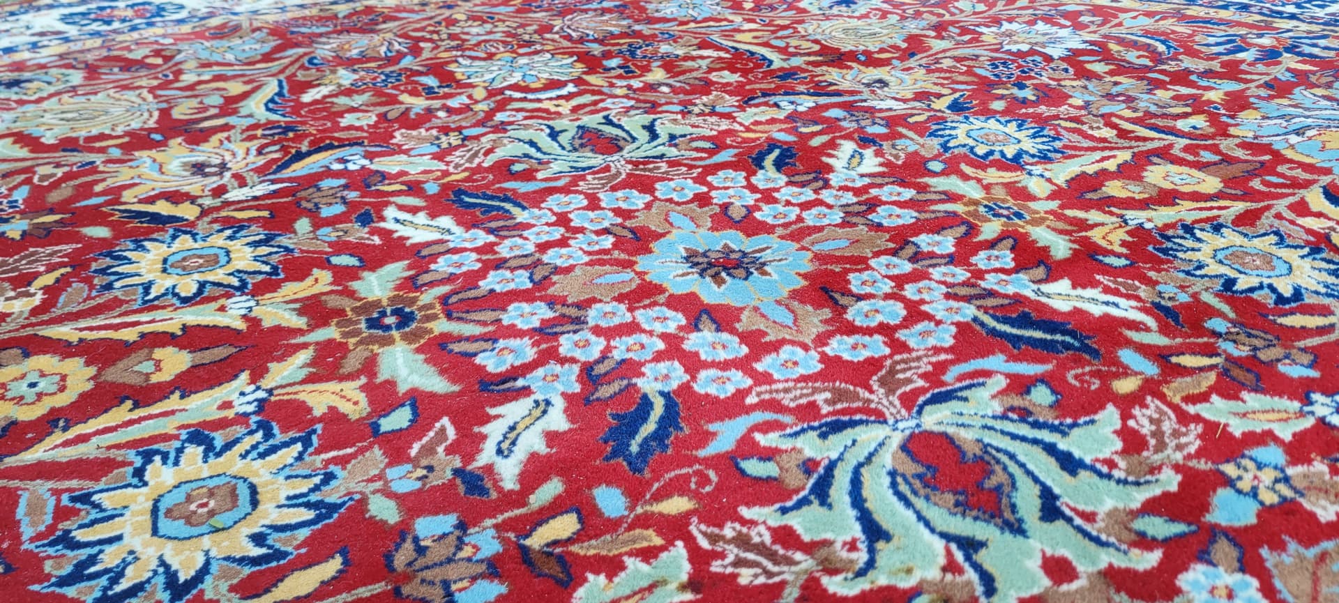 Round Rug Indo-Tebriz 310cm, red wool, India - 130557