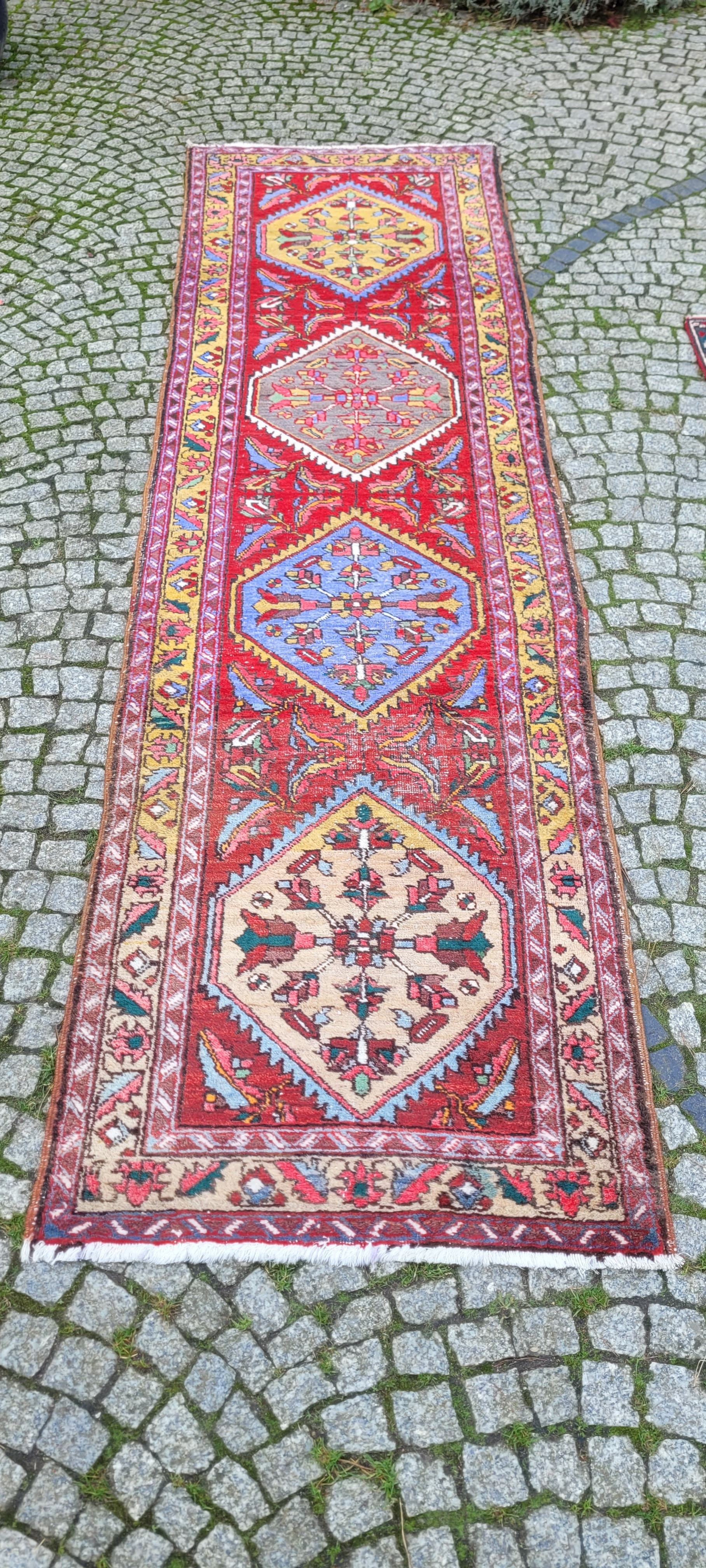 Chodnik Heriz, multikolor, wełna, Iran, 90x325 cm - 130656
