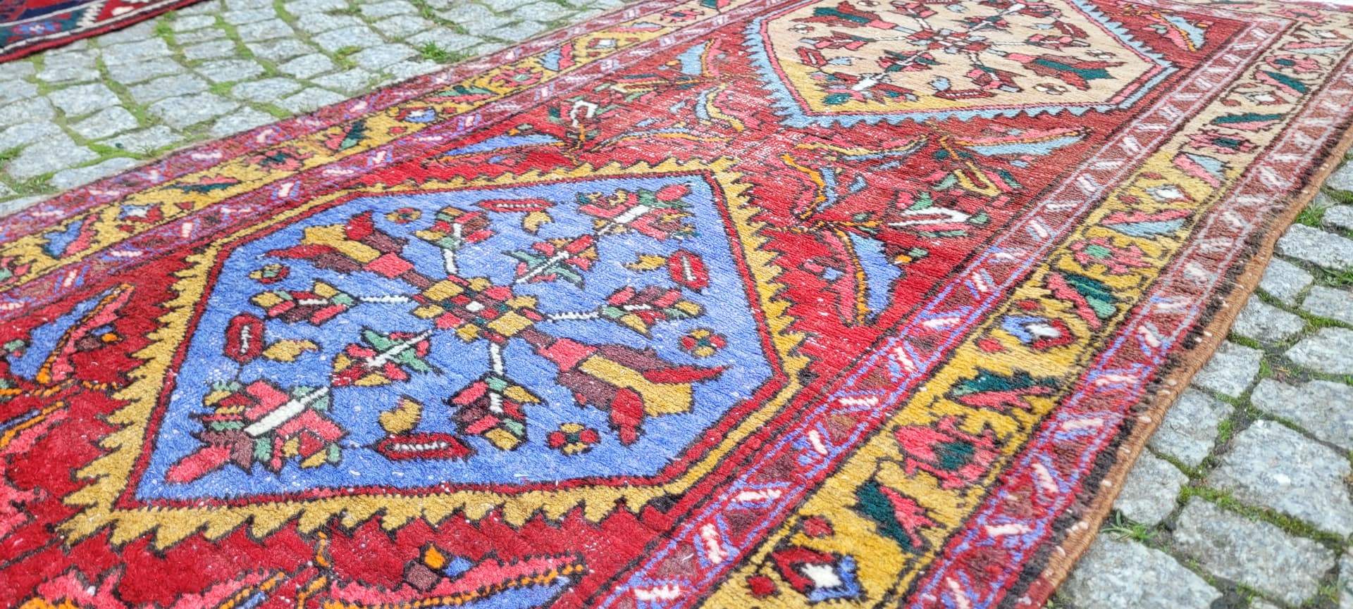 Chodnik Heriz, multikolor, wełna, Iran, 90x325 cm - 130653