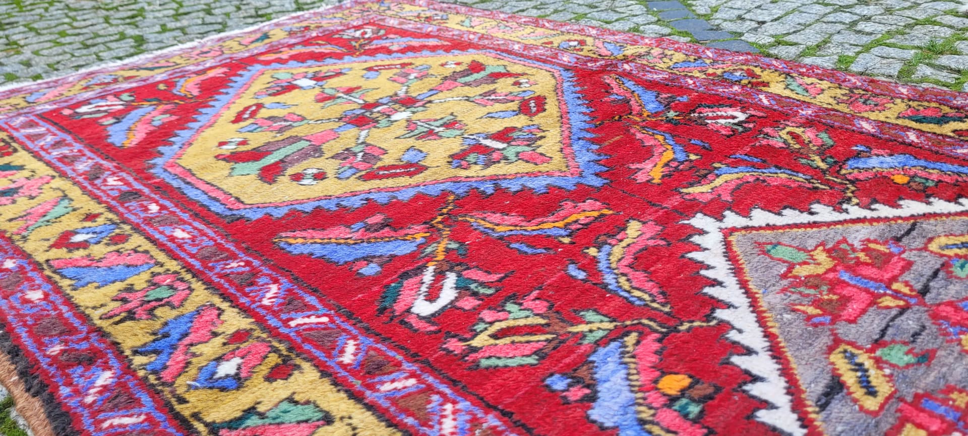 Chodnik Heriz, multikolor, wełna, Iran, 90x325 cm - 130650