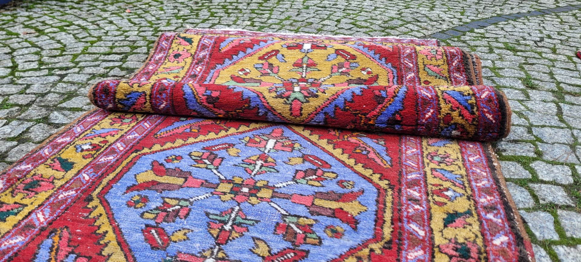 Chodnik Heriz, multikolor, wełna, Iran, 90x325 cm - 130654