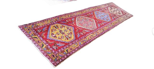Chodnik Heriz, multikolor, wełna, Iran, 90x325 cm - WYMIARY