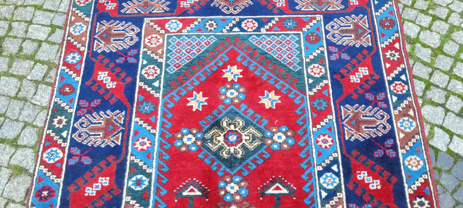 Dywan perski 215x128 cm, czerwony, wełna, Tunezja, lata 60. - 130676