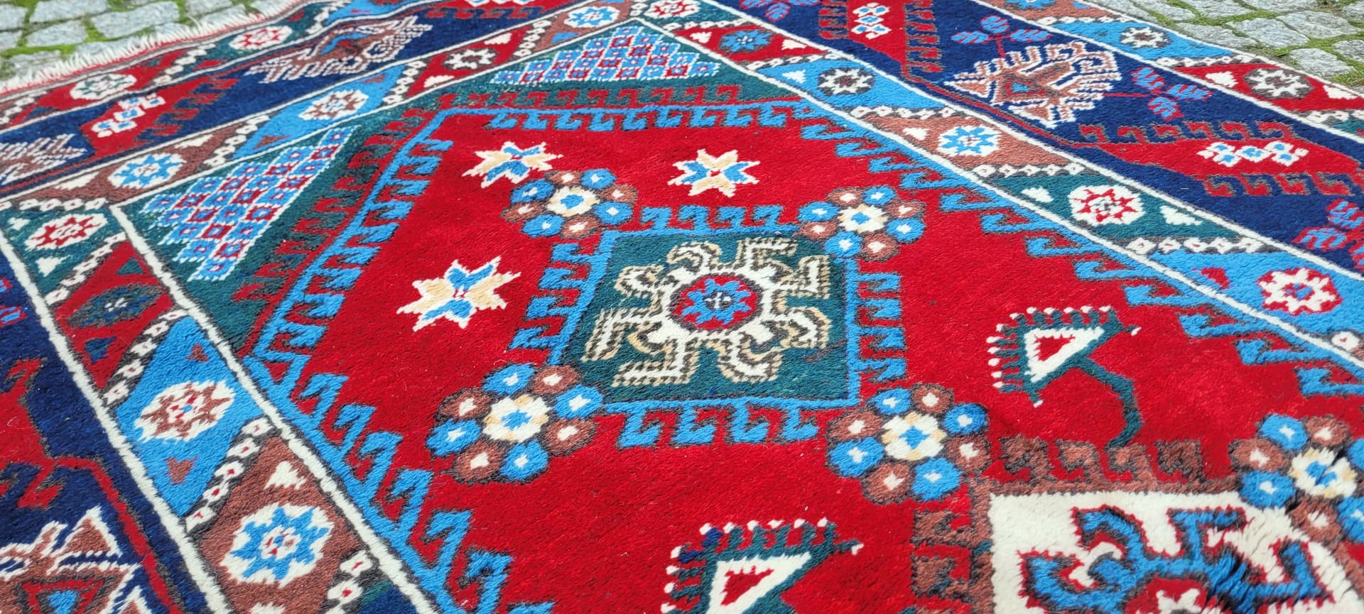 Dywan perski 215x128 cm, czerwony, wełna, Tunezja, lata 60. - 130666