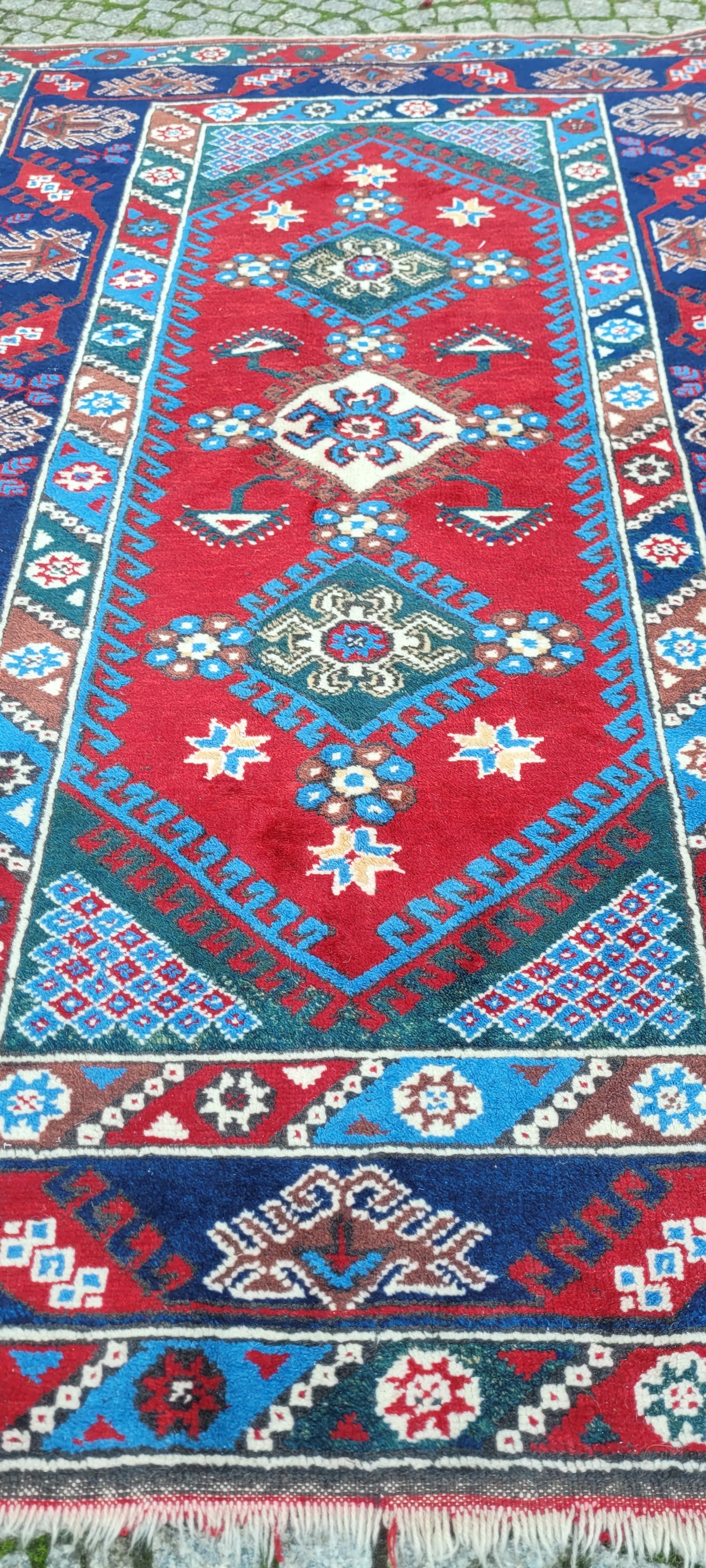 Dywan perski 215x128 cm, czerwony, wełna, Tunezja, lata 60. - 130667