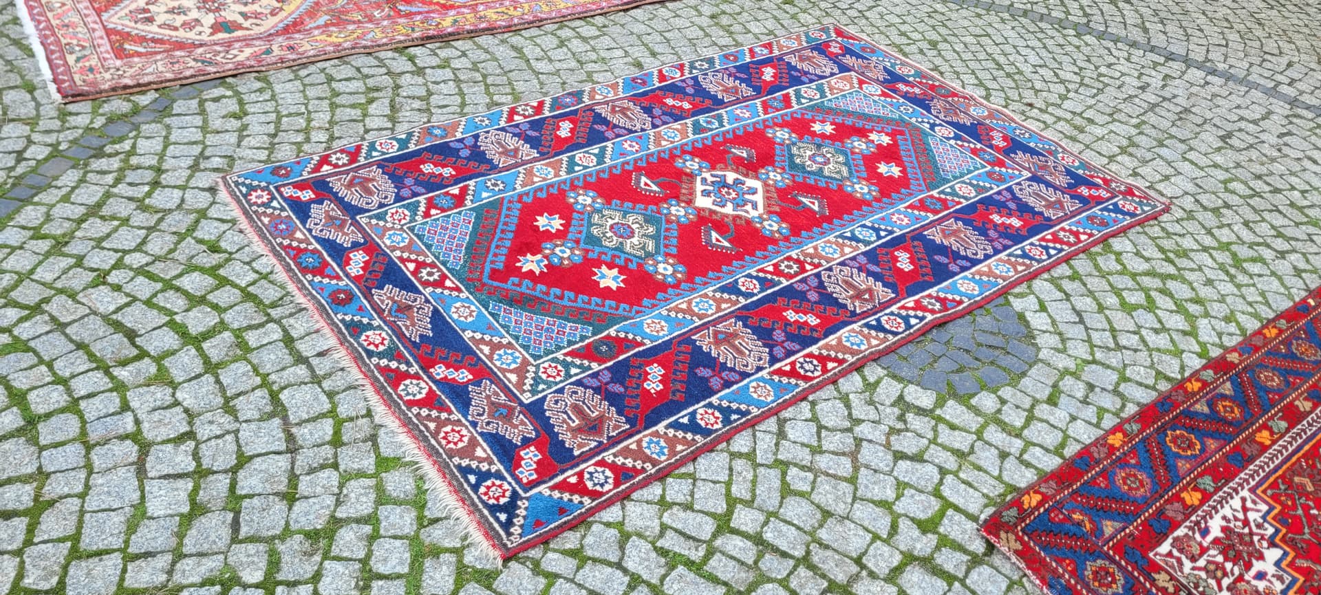 Dywan perski 215x128 cm, czerwony, wełna, Tunezja, lata 60. - 130670