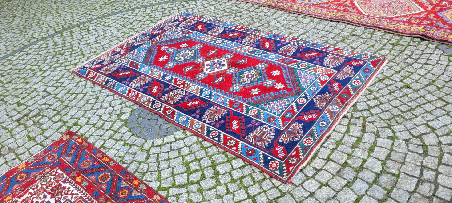 Dywan perski 215x128 cm, czerwony, wełna, Tunezja, lata 60. - 130671