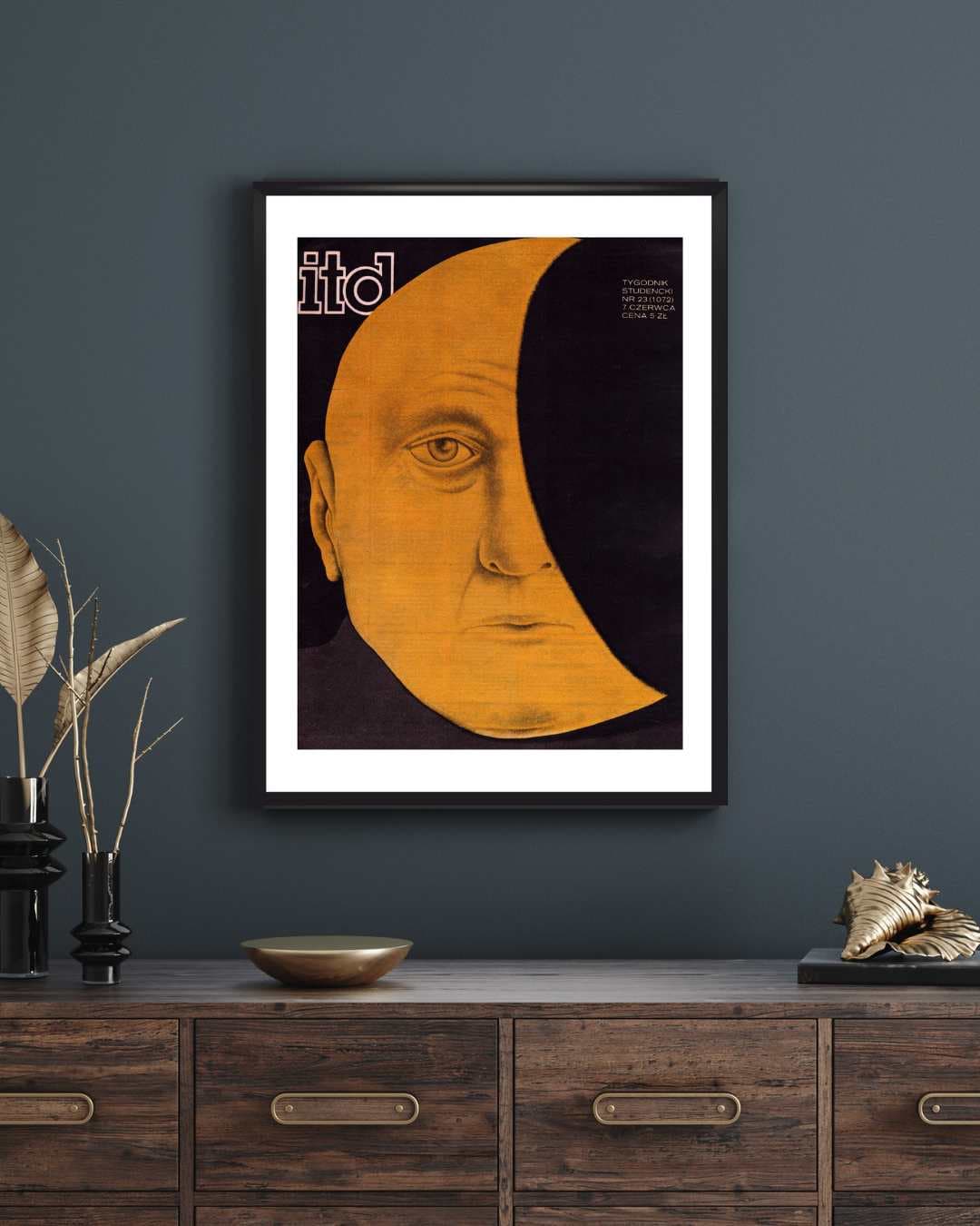 Plakat ITD, 40x30 cm, ochra czarny biały, aut. W. Rosocha, Polska, lata 80. - 130741