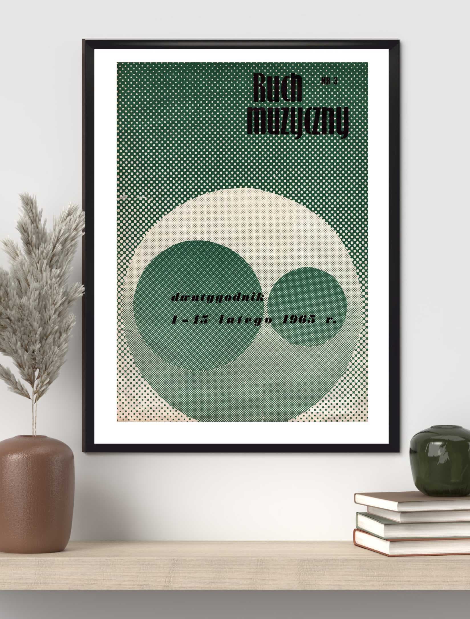 Plakat Ruch Muzyczny, zielony, aut. H. Krzysztofiak, Polska, lata 60. - 130901