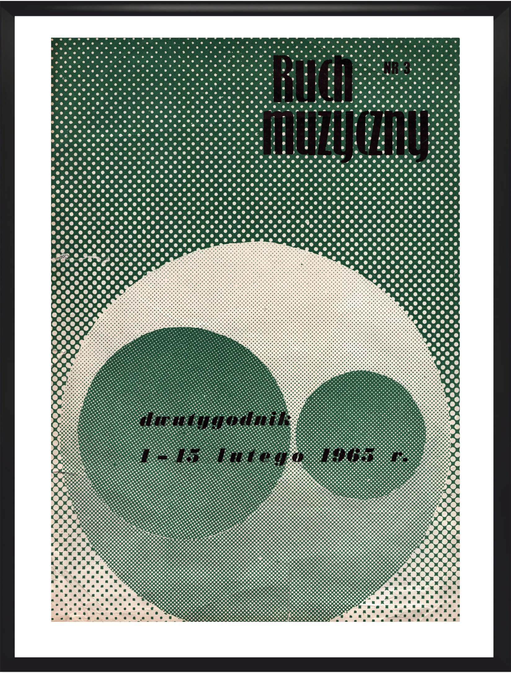 Plakat Ruch Muzyczny, zielony, aut. H. Krzysztofiak, Polska, lata 60.