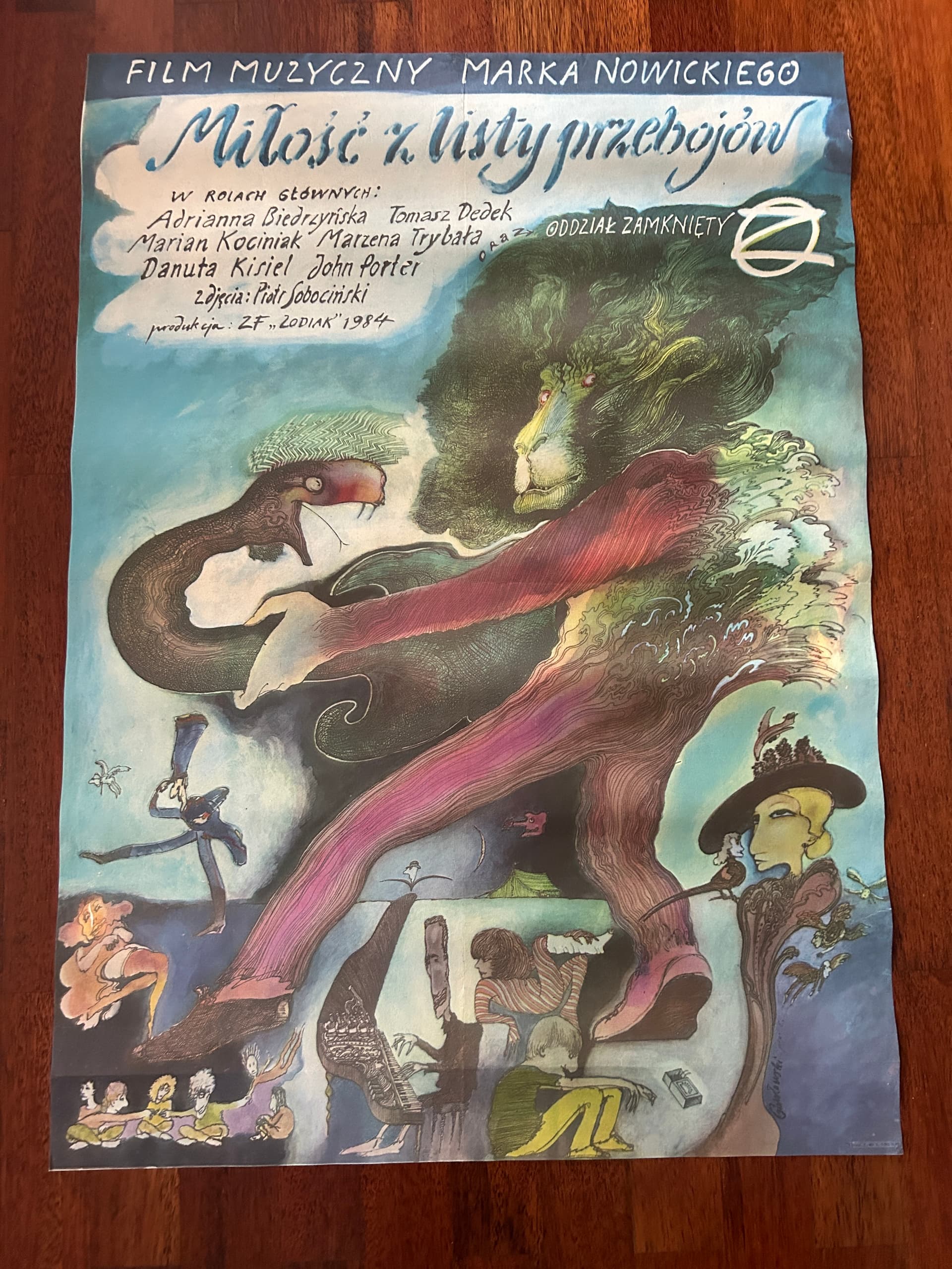 Plakat filmowy Miłość z listy przebojów, 98x68 cm, multikolor, papier, aut. J. Gawłowski, Polska, lata 80.