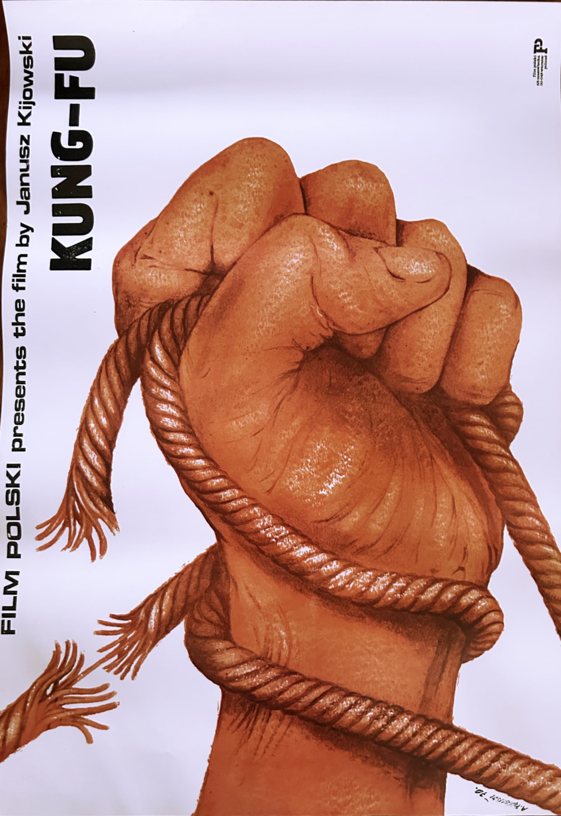 Film poster Kung-Fu, 98x68 cm, white, by A. Pągowski, Poland, 1970s.