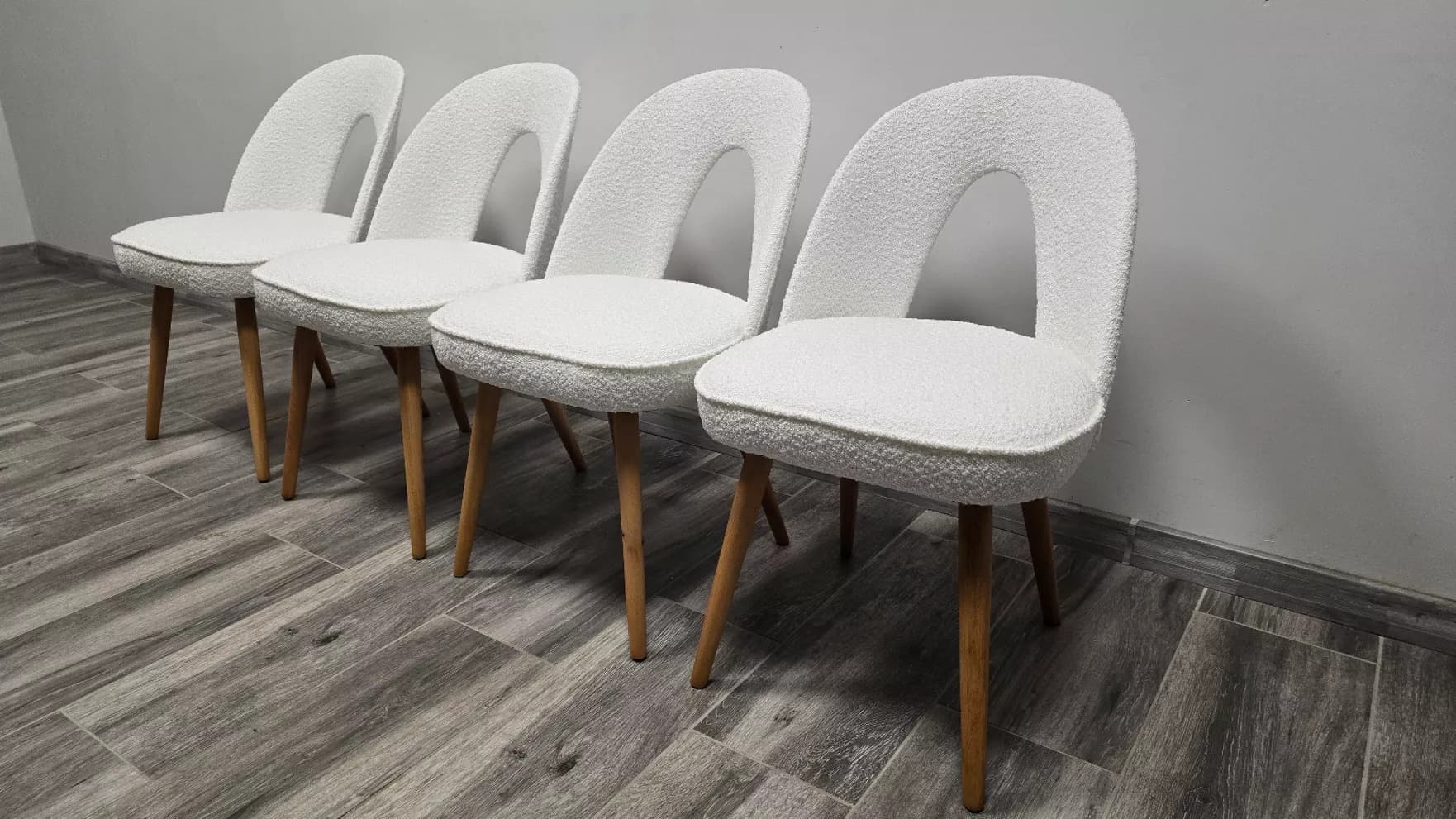 Set of four chairs, brown plywood, by A. Suman, Tatra Nabytok, Czechoslovakia, 1960s. - 130953