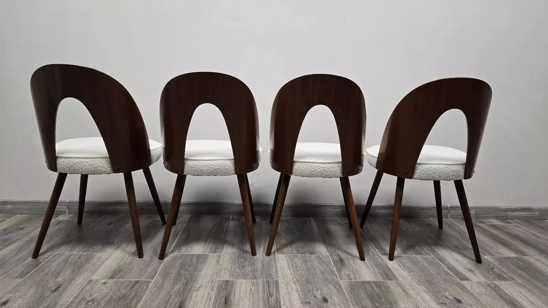 Set of four chairs, brown plywood, by A. Suman, Tatra Nabytok, Czechoslovakia, 1960s. - 130966