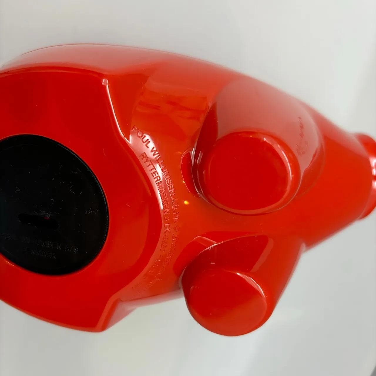 Piggy bank, red plastic, by P. Willumsen, Denmark, 2000s. - 8874