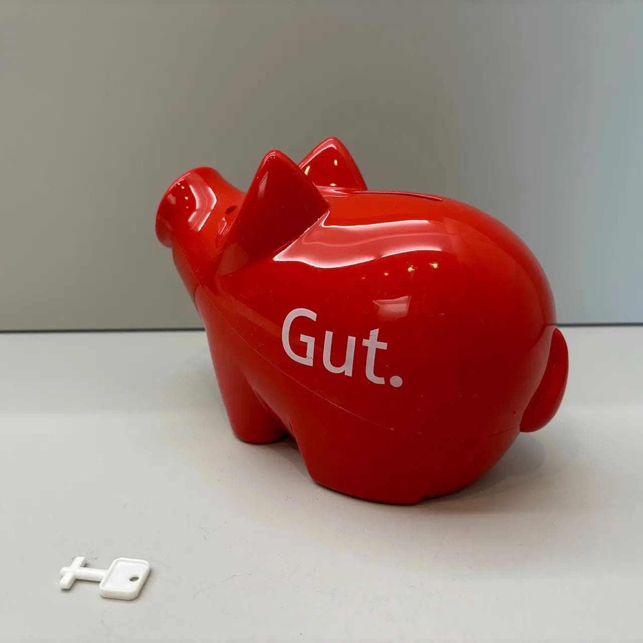 Piggy bank, red plastic, by P. Willumsen, Denmark, 2000s. - 8878