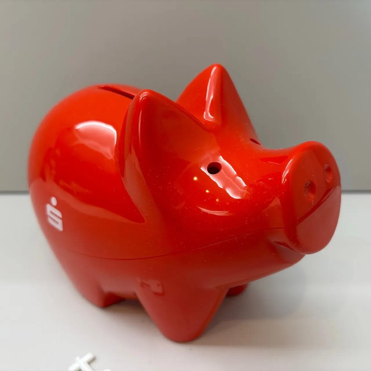 Piggy bank, red plastic, by P. Willumsen, Denmark, 2000s. - 8880