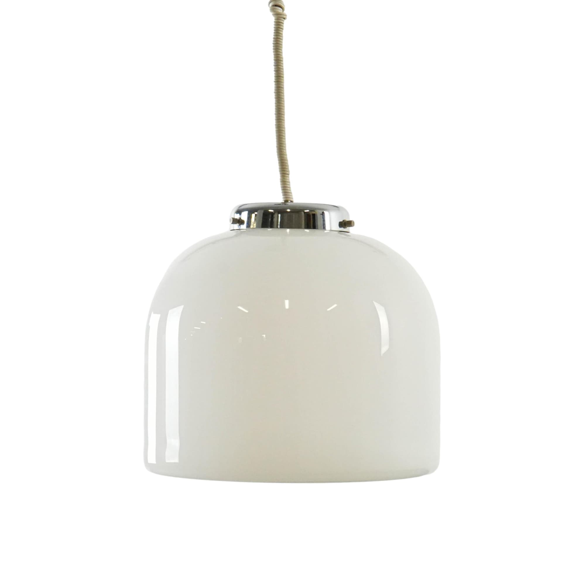 Pendant lamp, white glass, Italy, 1970s.