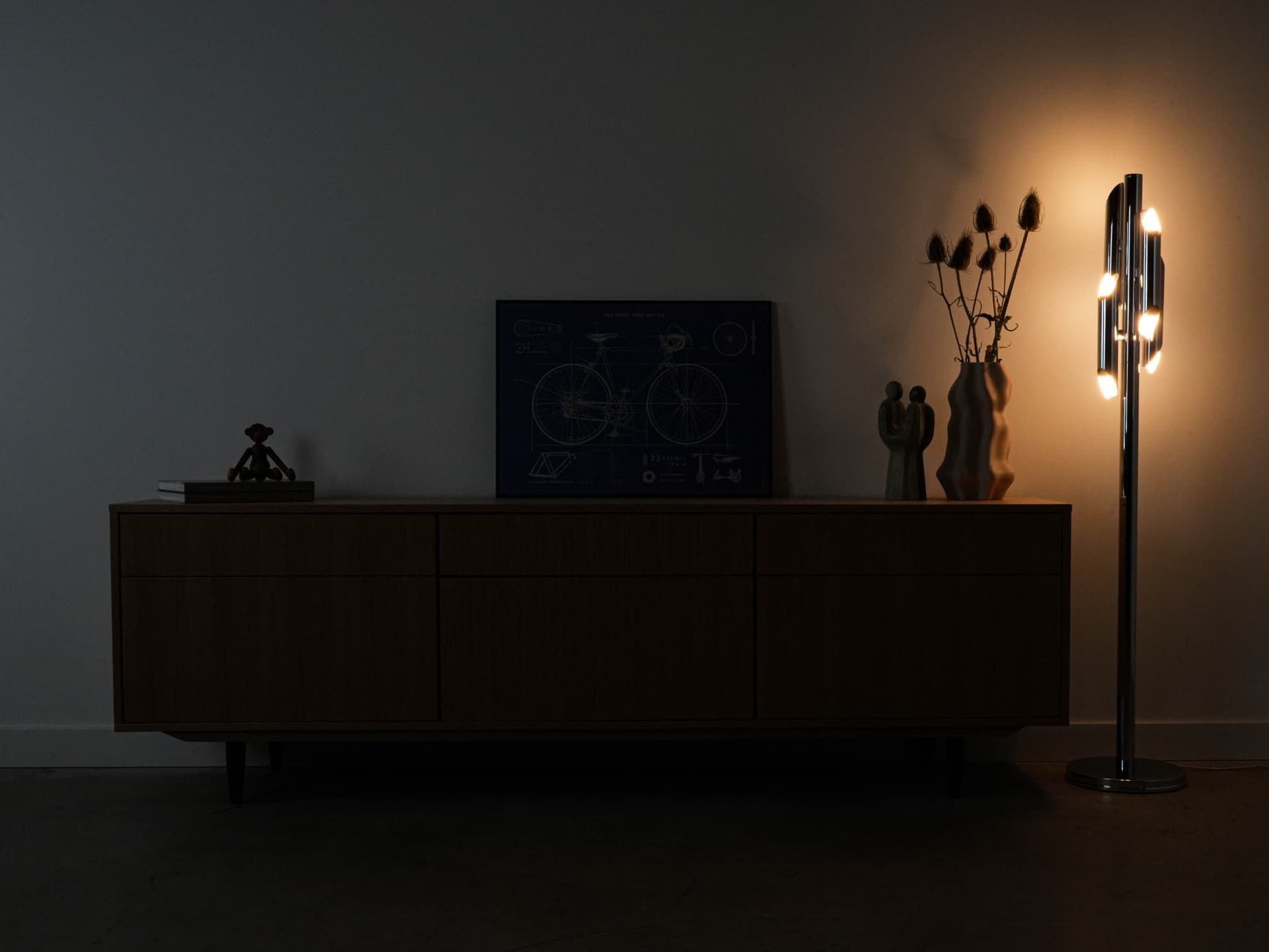 Floor Lamp Space Age, chrome silver metal, Italy, 1970s. - 131077