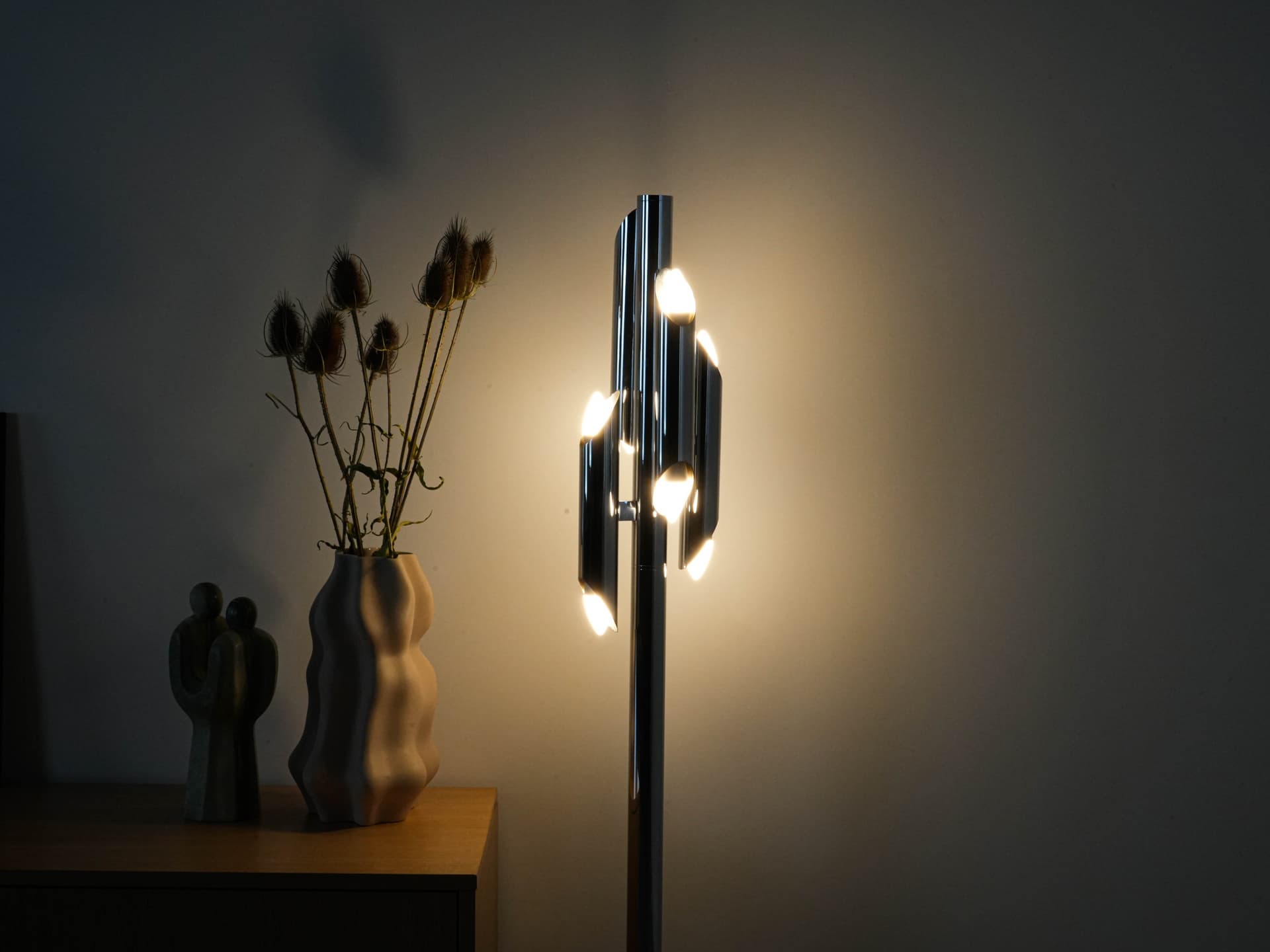Floor Lamp Space Age, chrome silver metal, Italy, 1970s. - 131076