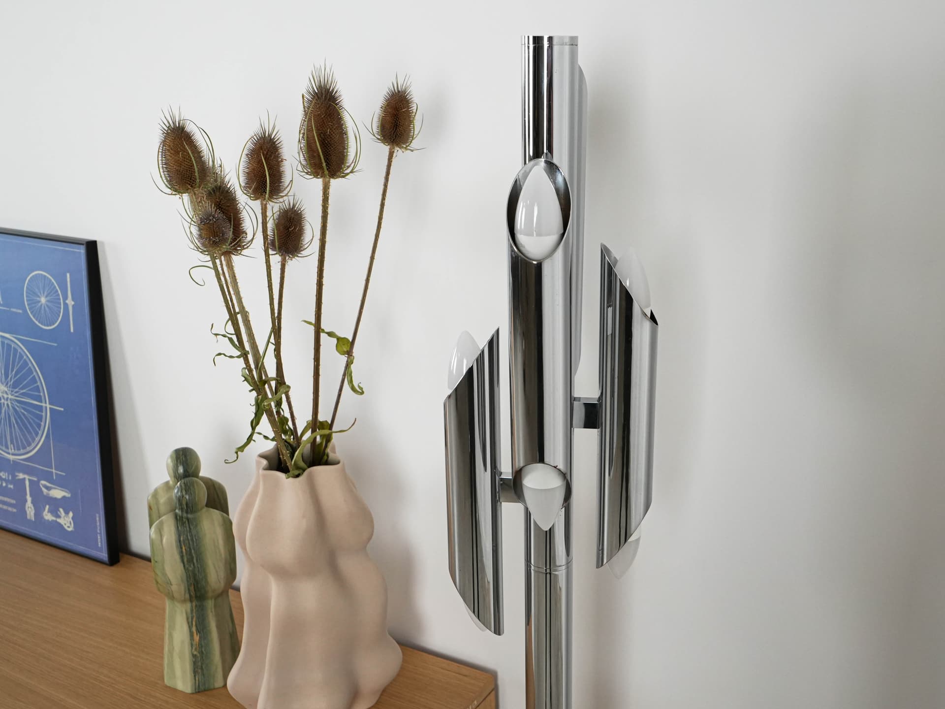 Floor Lamp Space Age, chrome silver metal, Italy, 1970s. - 131072