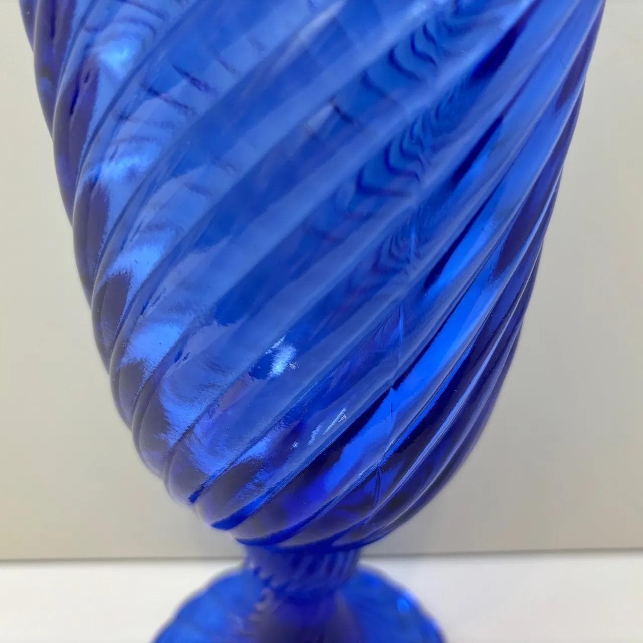 Vase Spirelli, blue glass, by R. Serwicki, Ząbkowice, Poland, 1970s. - 8865