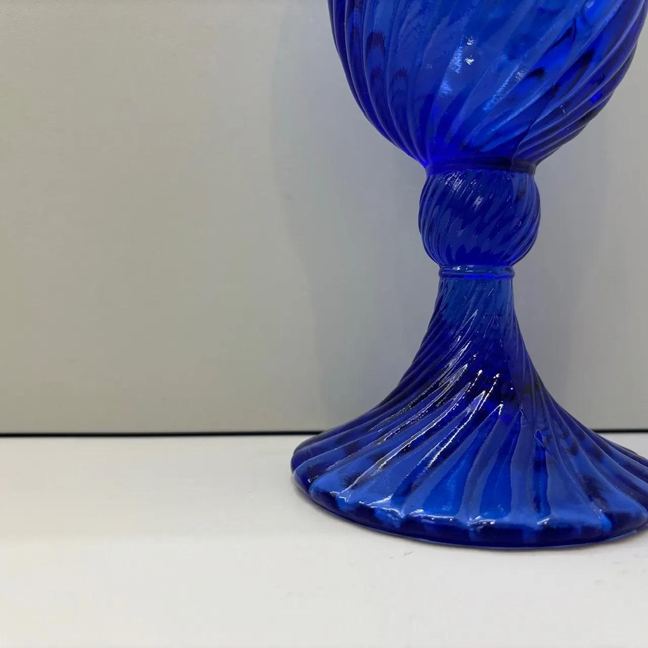 Vase Spirelli, blue glass, by R. Serwicki, Ząbkowice, Poland, 1970s. - 8864