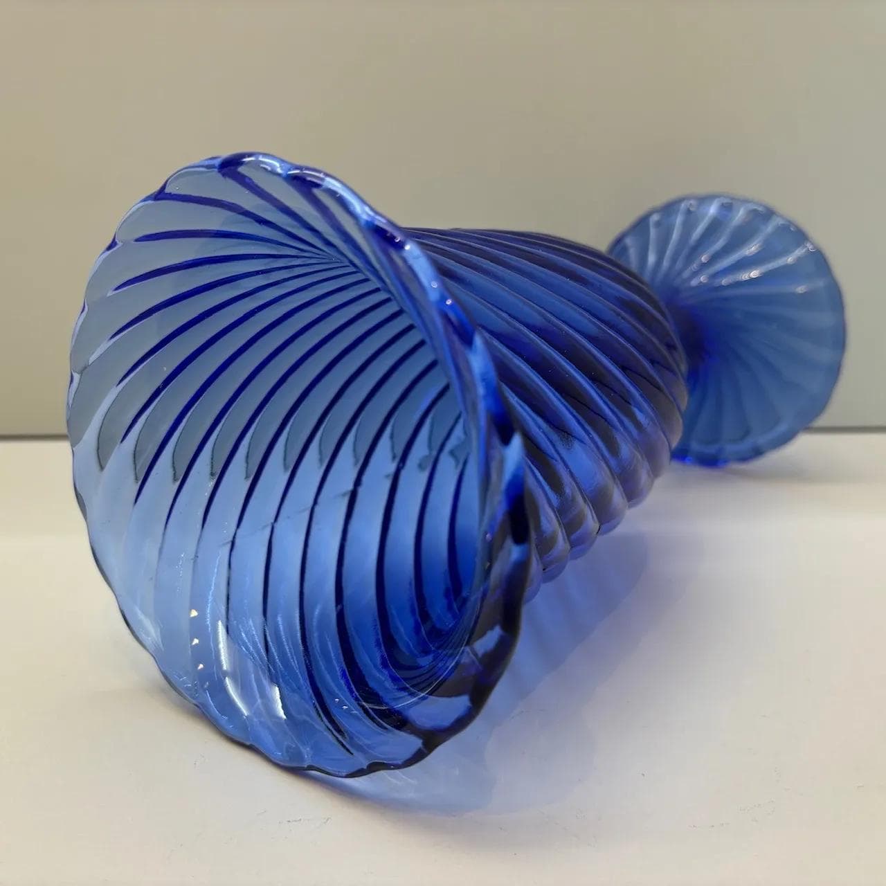 Vase Spirelli, blue glass, by R. Serwicki, Ząbkowice, Poland, 1970s. - 8867