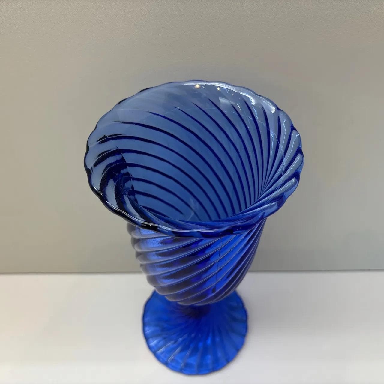 Vase Spirelli, blue glass, by R. Serwicki, Ząbkowice, Poland, 1970s. - 8869