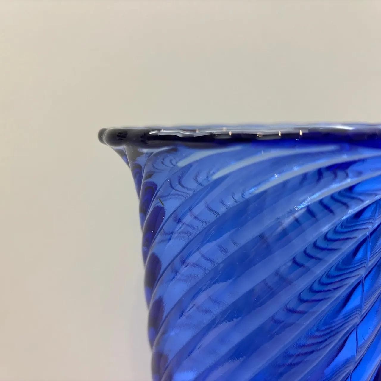 Vase Spirelli, blue glass, by R. Serwicki, Ząbkowice, Poland, 1970s. - 8870