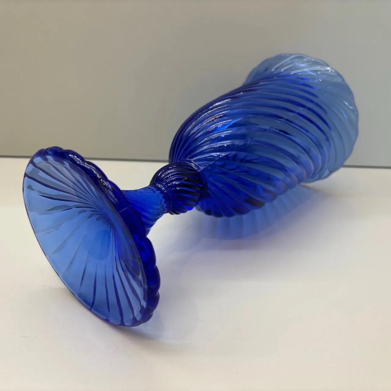 Vase Spirelli, blue glass, by R. Serwicki, Ząbkowice, Poland, 1970s. - 8868