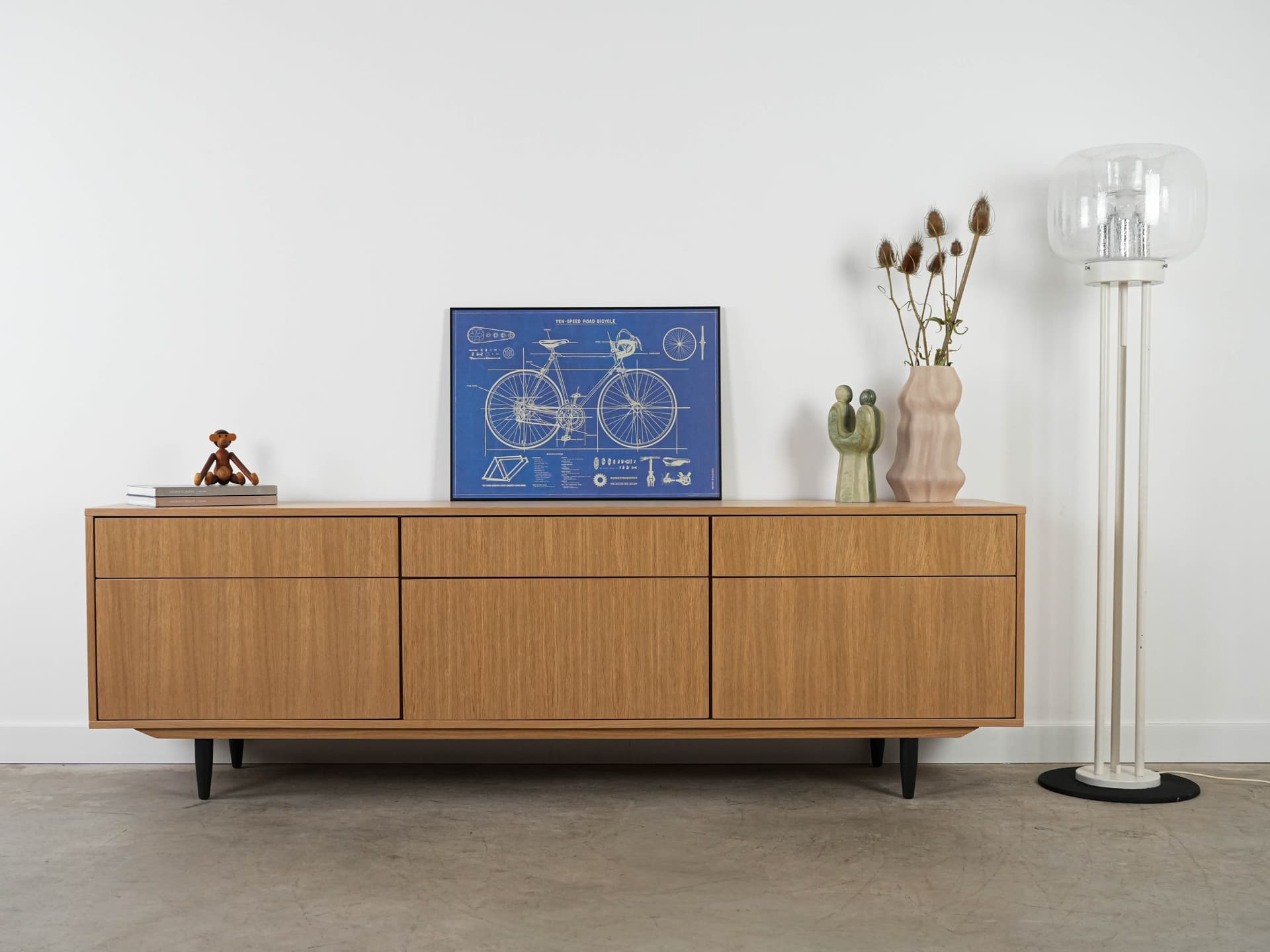 Floor lamp, clear Murano glass, white metal, Italy, 1970s. - 131079