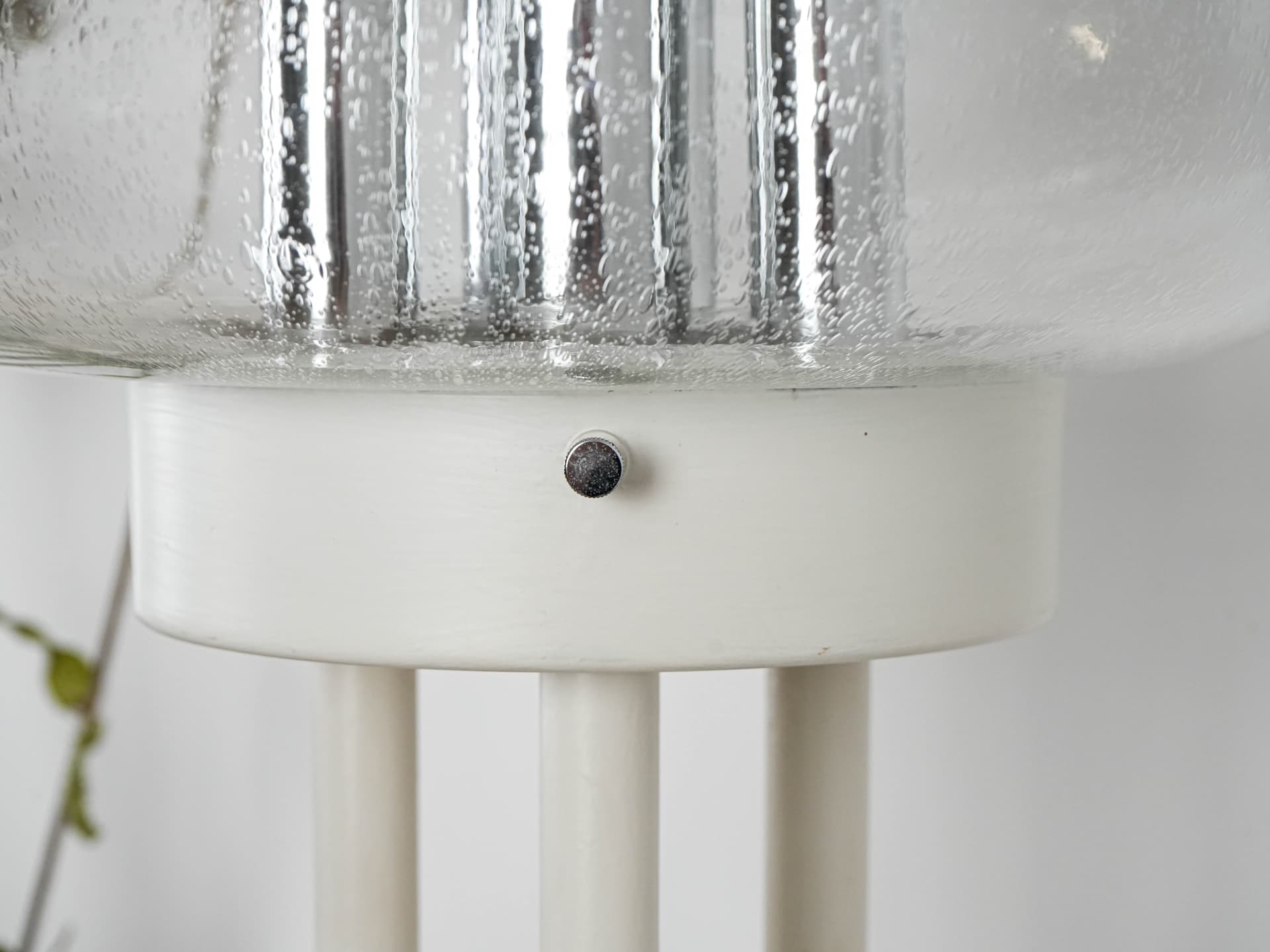 Floor lamp, clear Murano glass, white metal, Italy, 1970s. - 131086