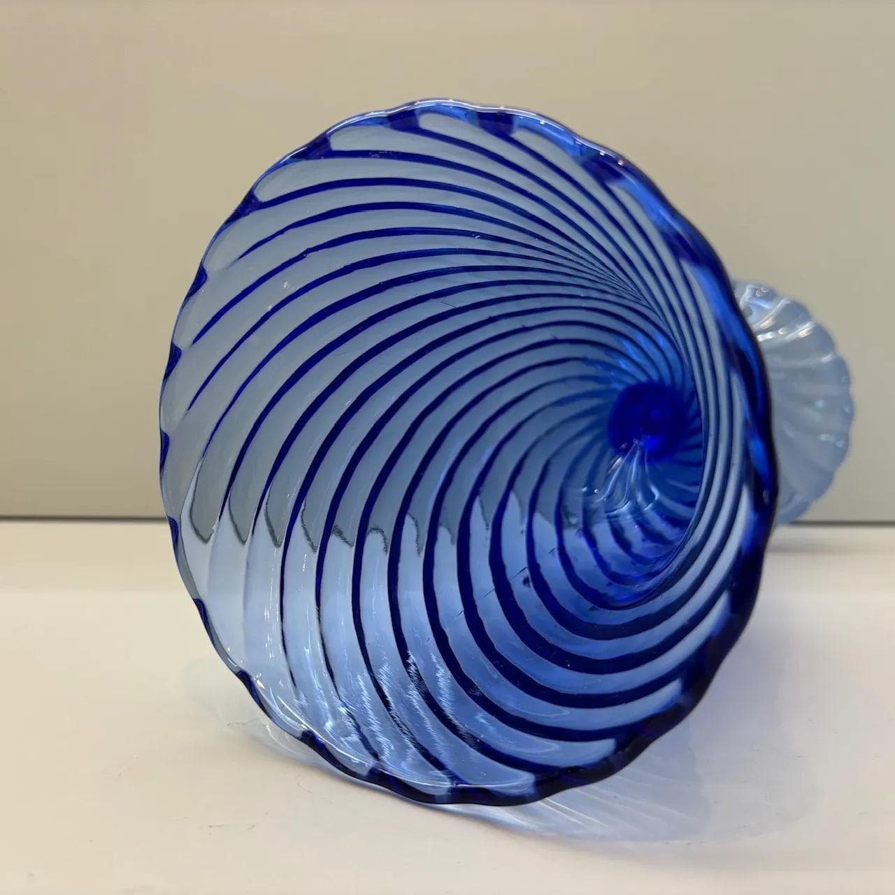 Vase Spirelli, blue glass, by R. Serwicki, Poland, 1970s. - 8858
