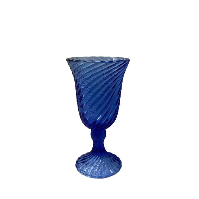 Vase Spirelli, blue glass, by R. Serwicki, Poland, 1970s. - DIMENSION