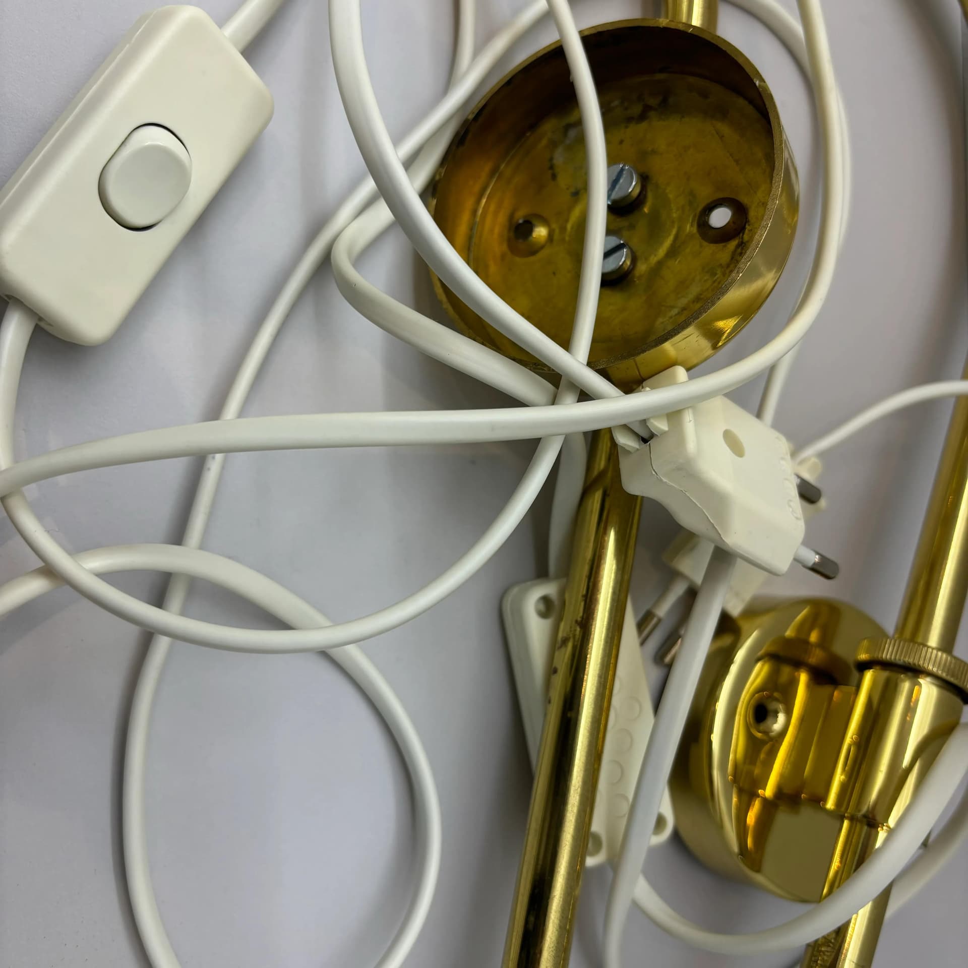 Para kinkietów modernistycznych, złoty, mosiądz, Niemcy, lata 80. - 9020