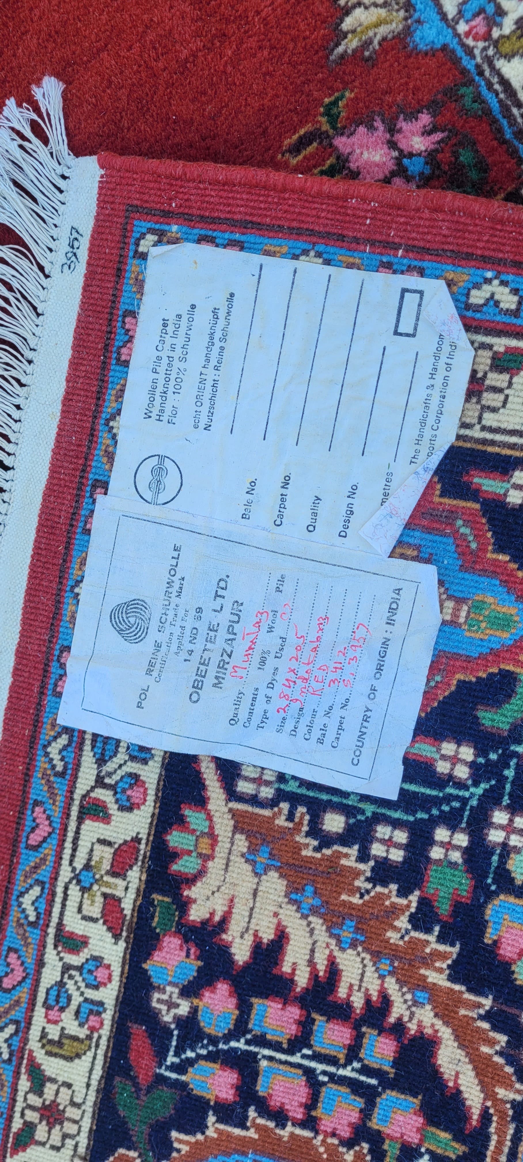 Dywan Kaszmar, czerwony, wełna, Indie, początek XX w. - 131657