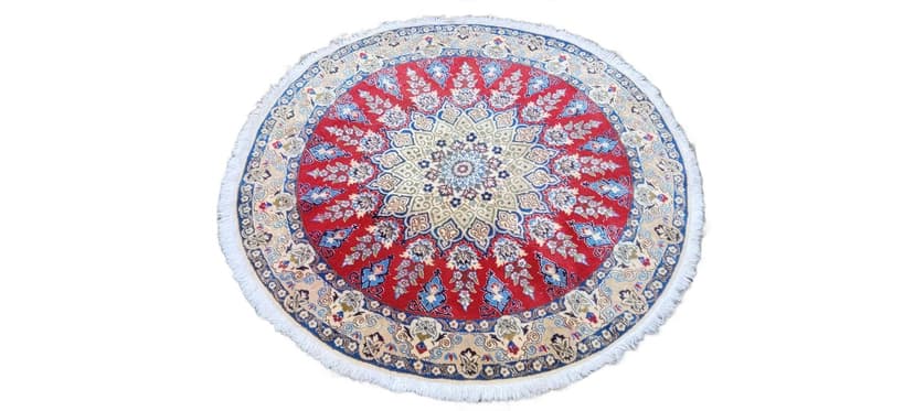 Carpet Nain, round 125x125 cm, multicolor, wool with silk, Iran