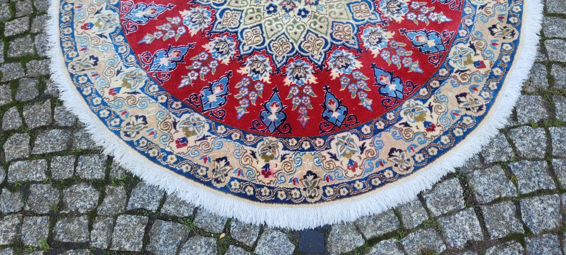 Dywan Nain, okrągły 125x125 cm, multikolor, wełna, jedwabiem, Iran - 131779