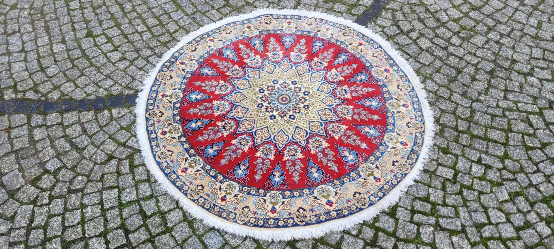 Dywan Nain, okrągły 125x125 cm, multikolor, wełna, jedwabiem, Iran - 131776