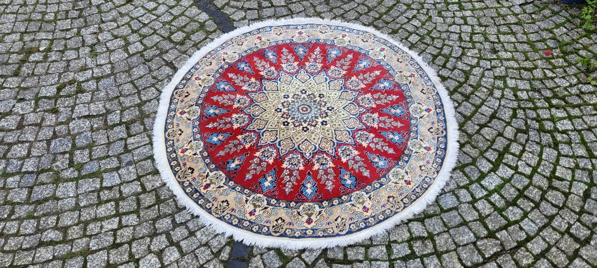 Dywan Nain, okrągły 125x125 cm, multikolor, wełna, jedwabiem, Iran - 131775