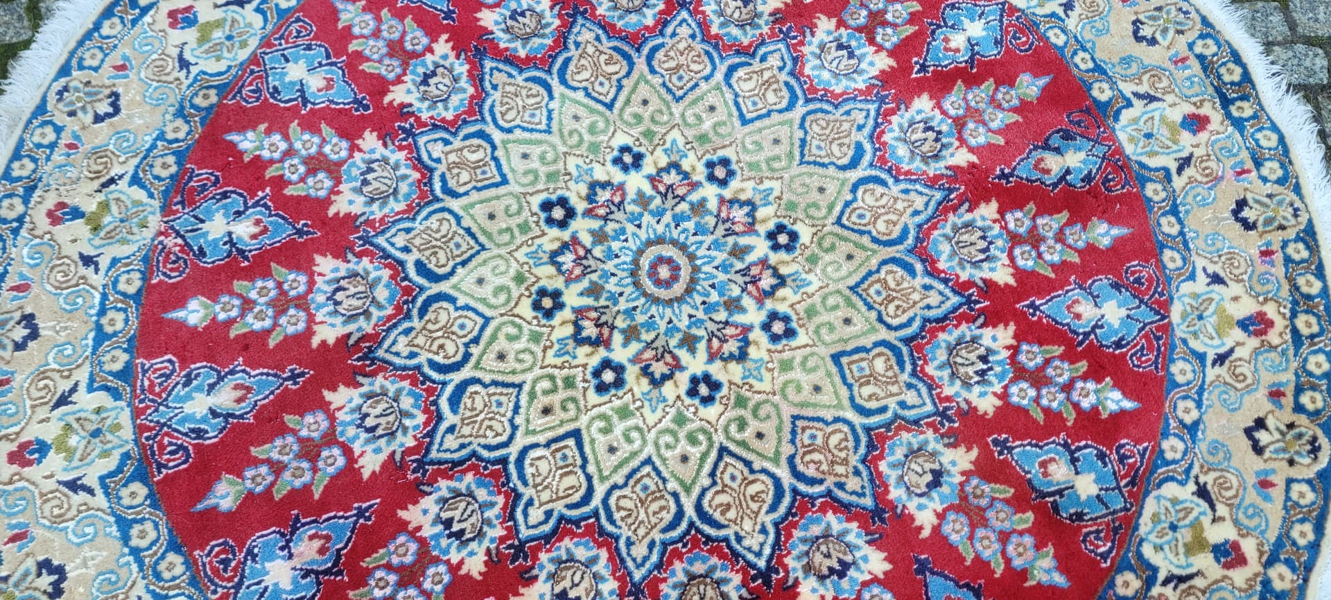 Dywan Nain, okrągły 125x125 cm, multikolor, wełna, jedwabiem, Iran - 131780
