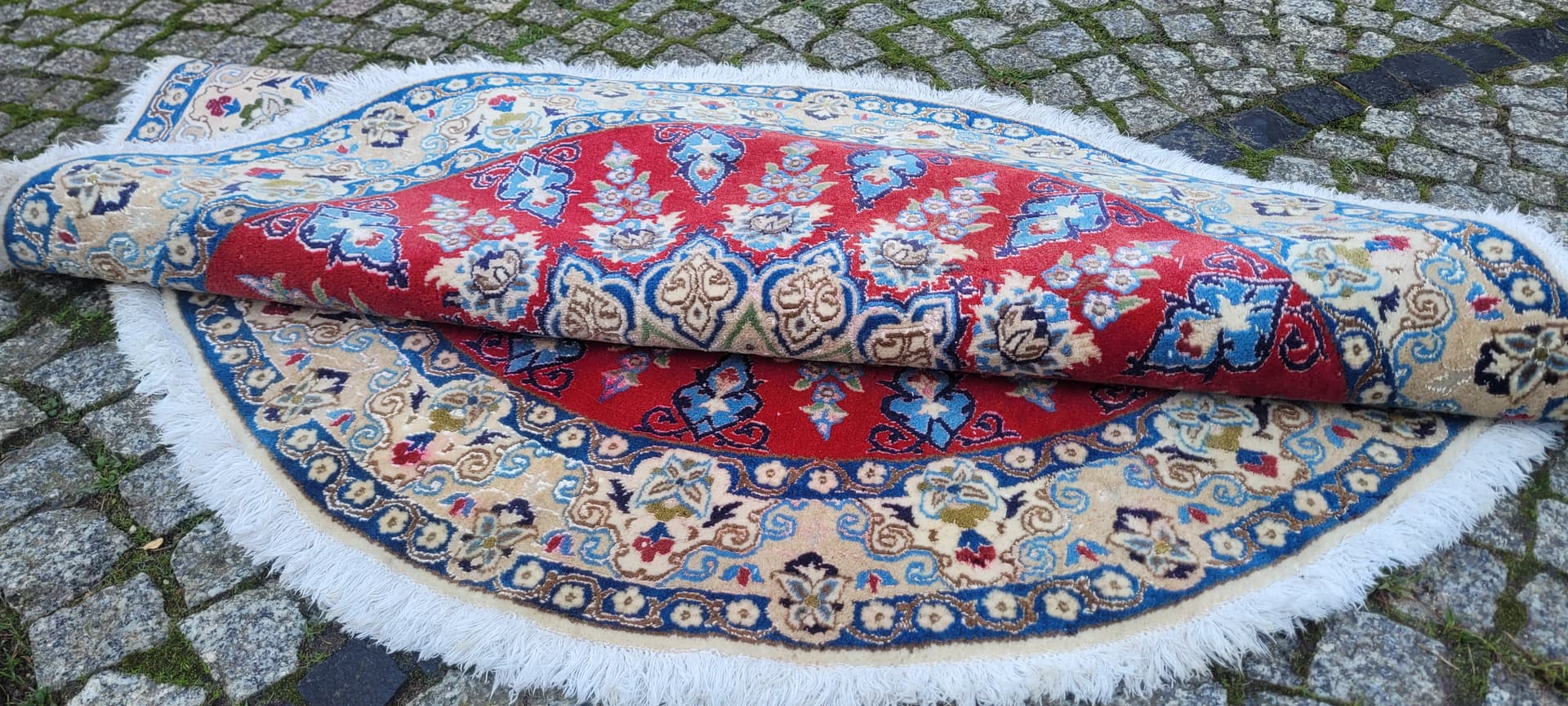 Dywan Nain, okrągły 125x125 cm, multikolor, wełna, jedwabiem, Iran - 131786