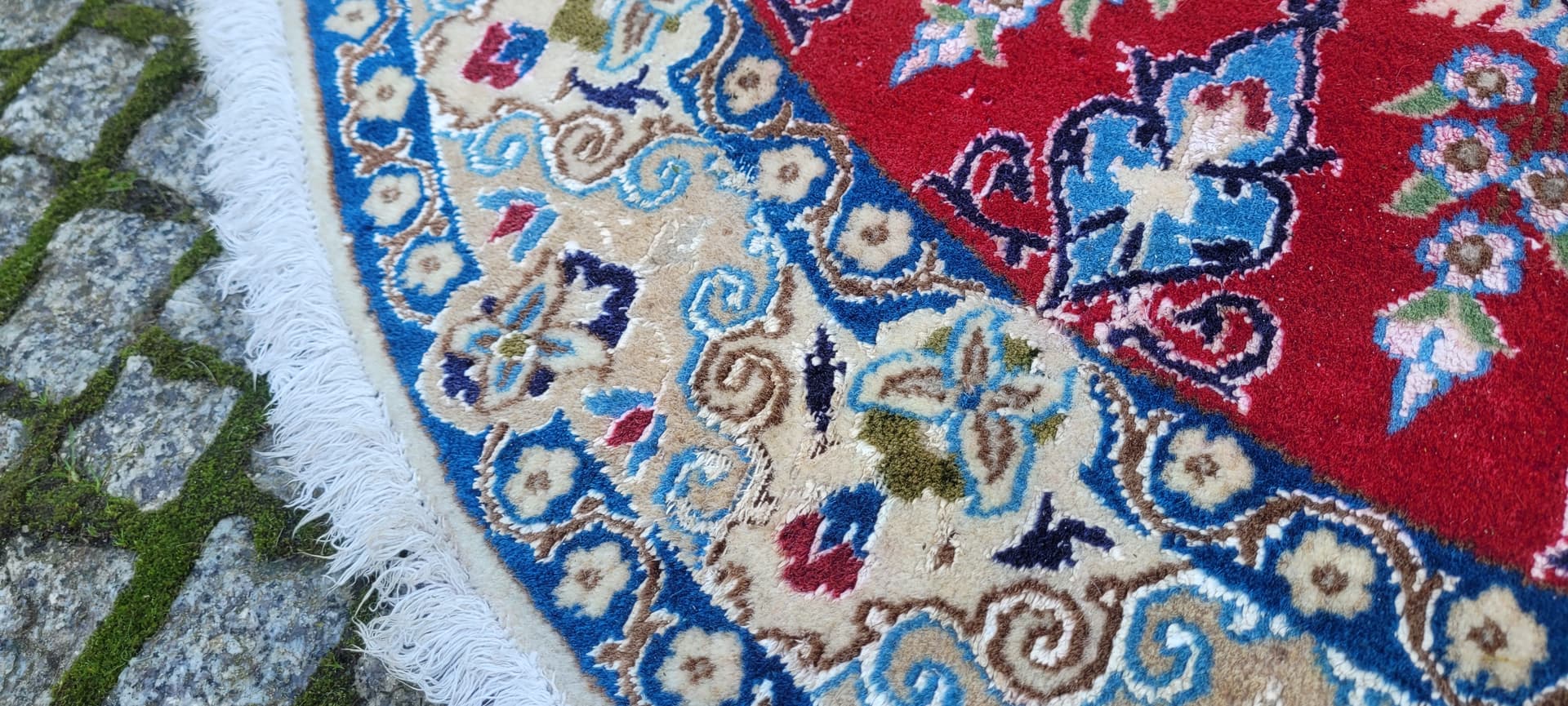 Dywan Nain, okrągły 125x125 cm, multikolor, wełna, jedwabiem, Iran - 131781