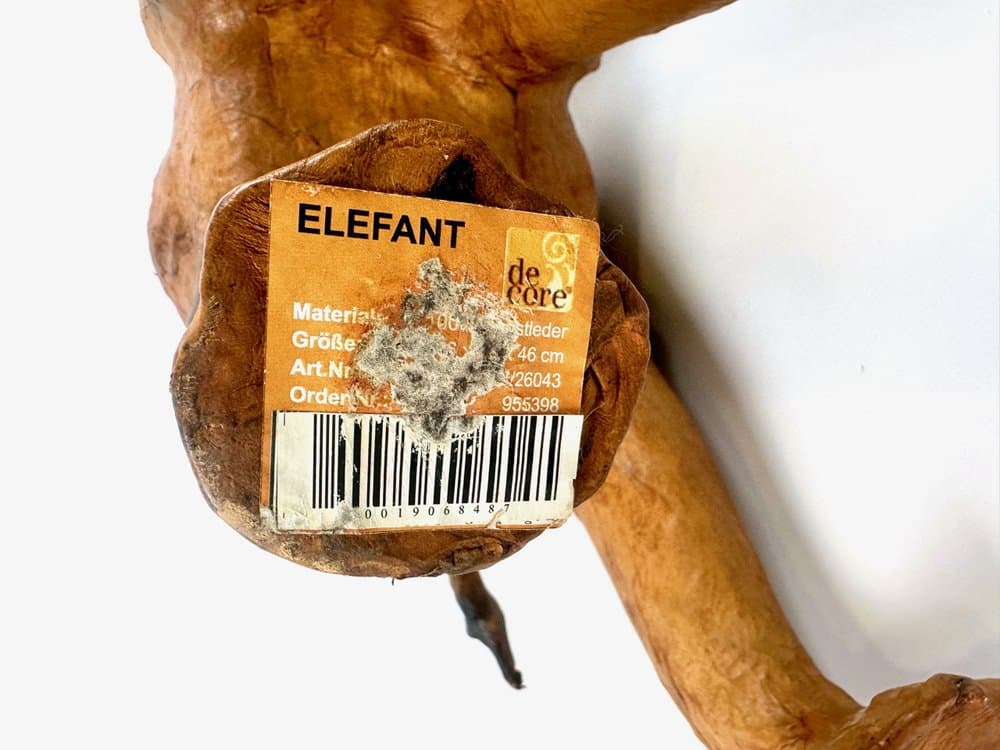 Figura słonia, brązowy, skóra naturalna papier, Indonezja, lata 80. - 149585