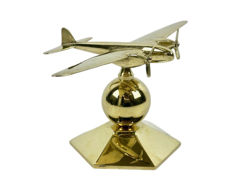 Model biurkowy samolotu Mosquito, złoty, mosiądz, Wielka Brytania, lata 40. - 148223