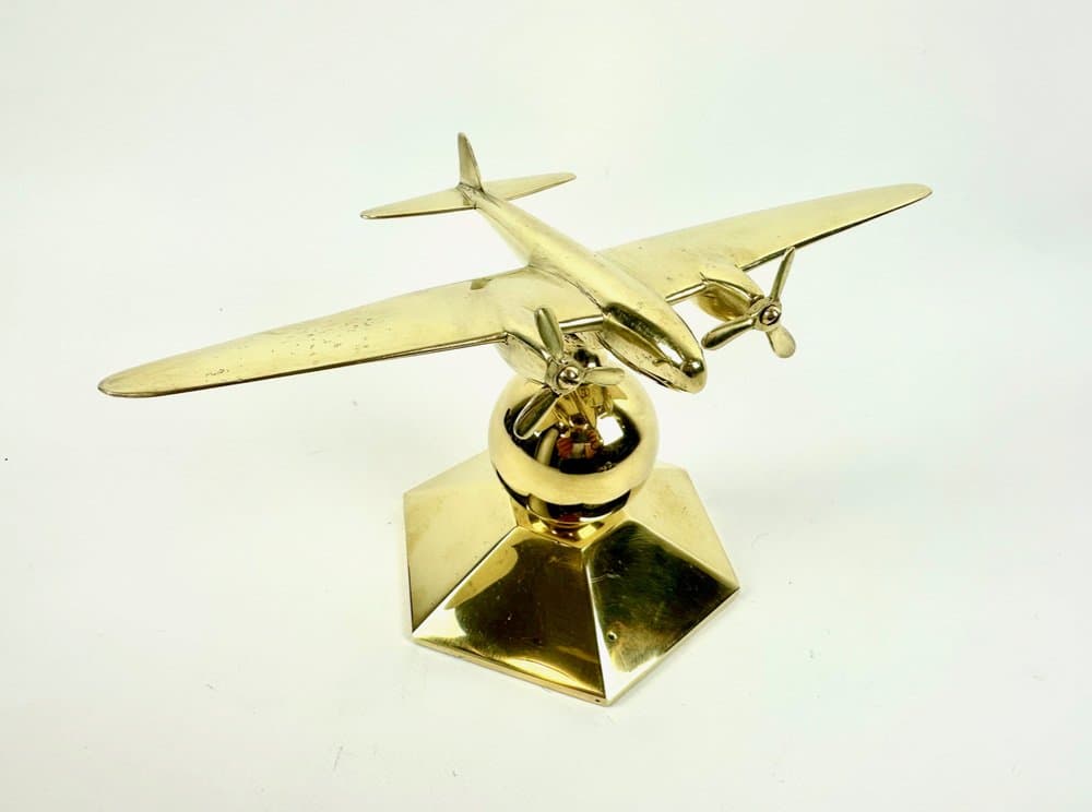 Model biurkowy samolotu Mosquito, złoty, mosiądz, Wielka Brytania, lata 40. - 149601